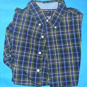 Chaps Blue and Green Plaid Shirt